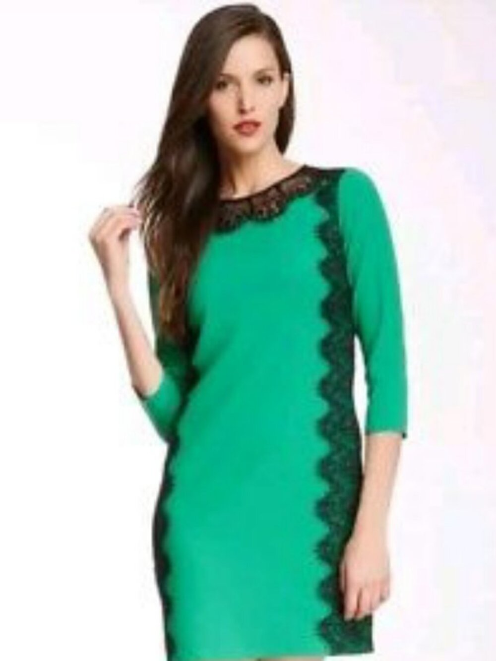 Ted Baker London Green KiaKia Lace Panel Shift Dress.  SZ 0